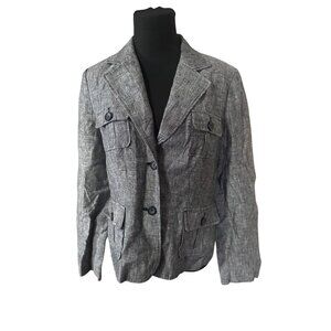 Style & Co. gray 100% Linen button front jacket size 12
